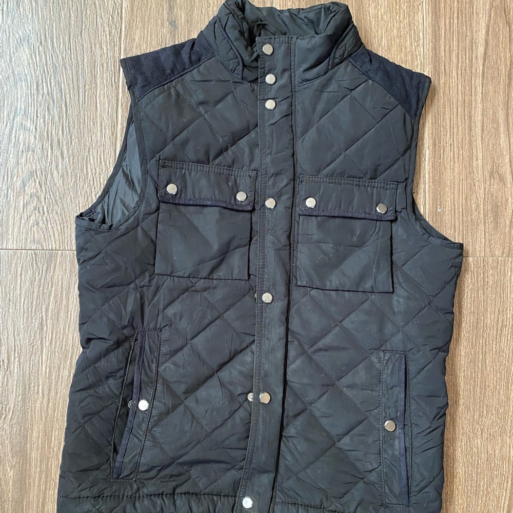 Zara Man Down Vest Sz S Black men’s vest